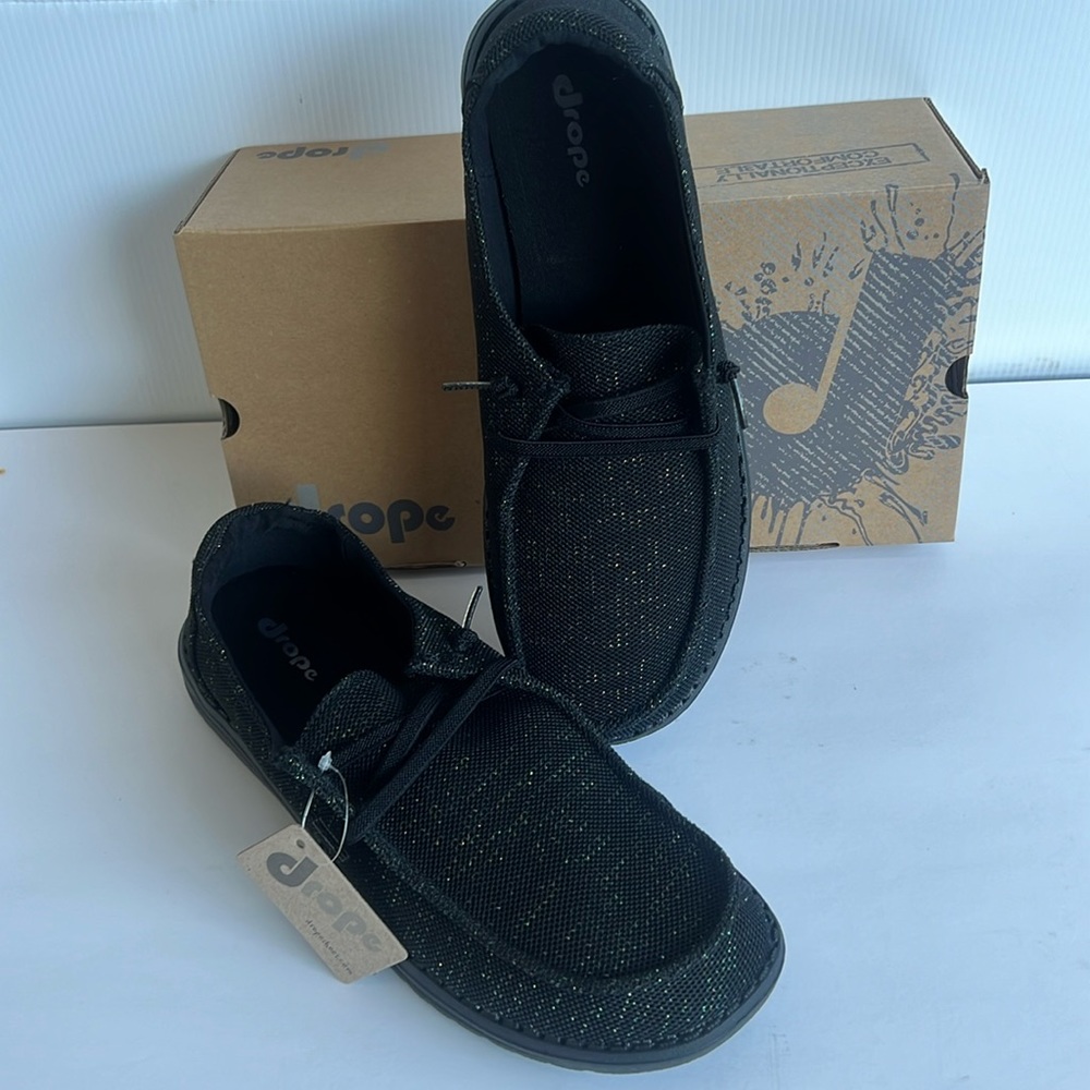 New DROPE KATE ELT Casual Comfy Slip On Size 10 Night Sky Black Brand New In Box